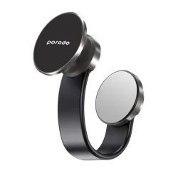 Porodo Magesafe N52 Magnetic Head And Suction Base Car Mount With Flexible Body - Black
